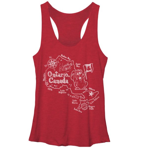 Women_s Lost Gods Ontario Canada Map Racerback Tank Top