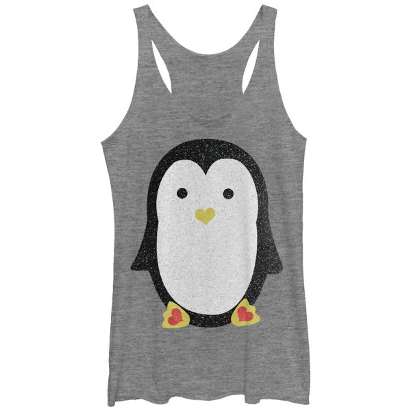 Women_s Lost Gods Penguin Heart Feet Racerback Tank Top