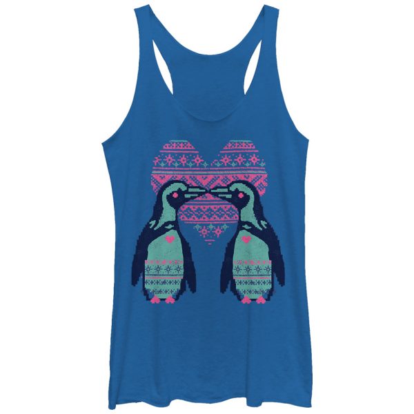 Women_s Lost Gods Penguin Kiss Racerback Tank Top