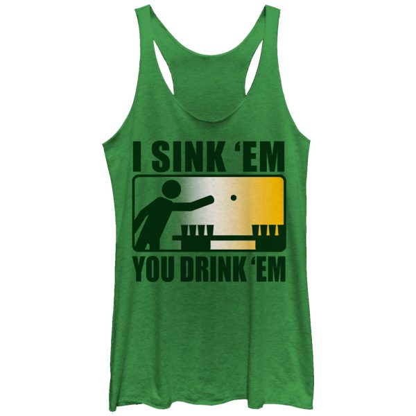 Women_s Lost Gods Pong I Sink Em You Drink Em Racerback Tank Top