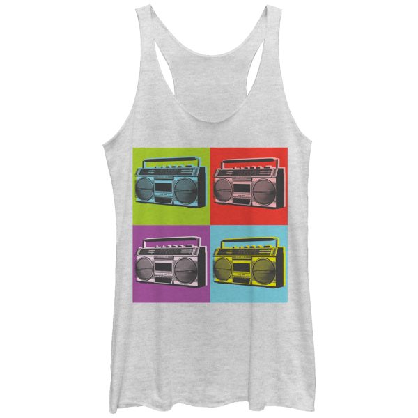 Women_s Lost Gods Pop Boombox Squares Racerback Tank Top