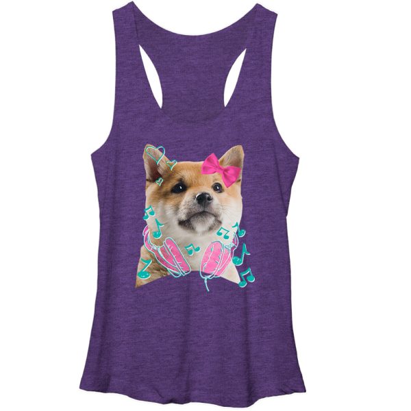 Women_s Lost Gods Puppy Headphones Racerback Tank Top