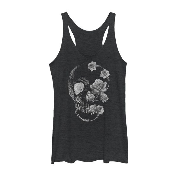 Women_s Lost Gods Rose Skull Portrait Racerback Tank Top