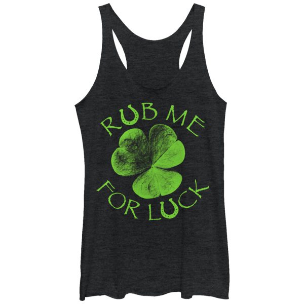 Women_s Lost Gods Rub Me For Luck Clover Racerback Tank Top