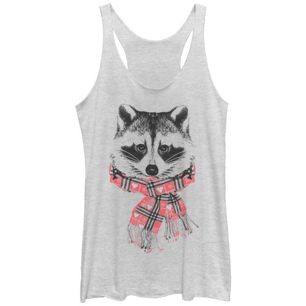 Women_s Lost Gods Scarf Raccoon Racerback Tank Top