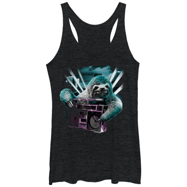 Women_s Lost Gods Sloth Boombox Racerback Tank Top