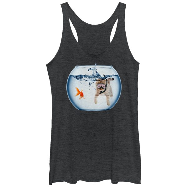 Women_s Lost Gods Snorkel Cat andfish Bowl Adventure Racerback Tank Top