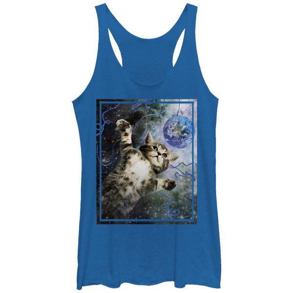 Women_s Lost Gods Space Yarn Cat Racerback Tank Top