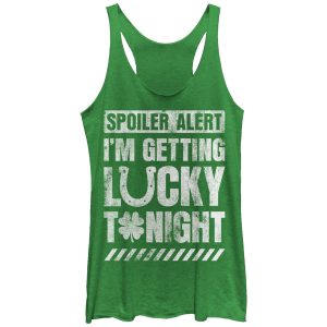 Women_s Lost Gods Spoiler Alert I_m Getting Lucky Racerback Tank Top