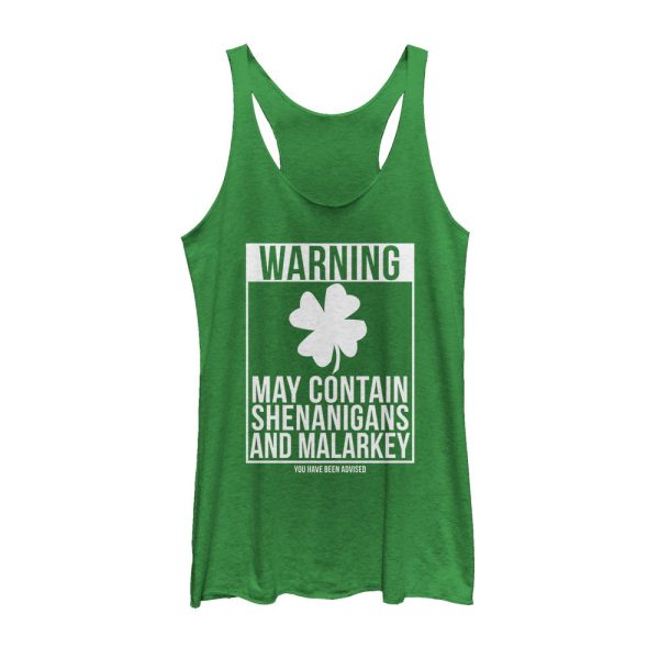 Women_s Lost Gods St. Patrick_s Day Contain Malarkey Racerback Tank Top