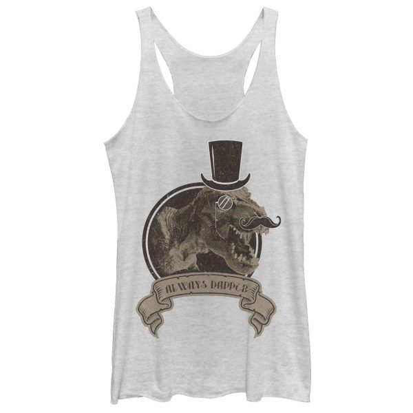 Women_s Lost Gods T Rex Top Hat Always Dapper Racerback Tank Top