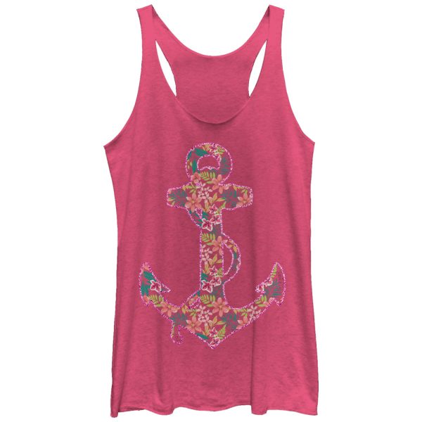 Women_s Lost Gods Tropical Print Anchor Racerback Tank Top