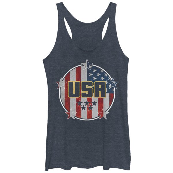 Women_s Lost Gods USA Flag Circle Racerback Tank Top