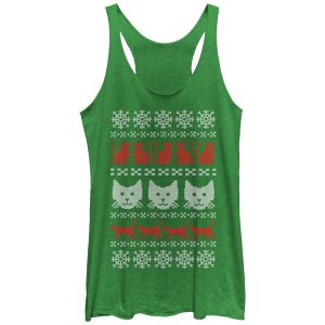 Women_s Lost Gods Ugly Christmas Cat Racerback Tank Top