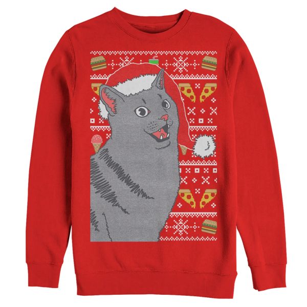 Women_s Lost Gods Ugly Christmas Food Cat Sweatshirt