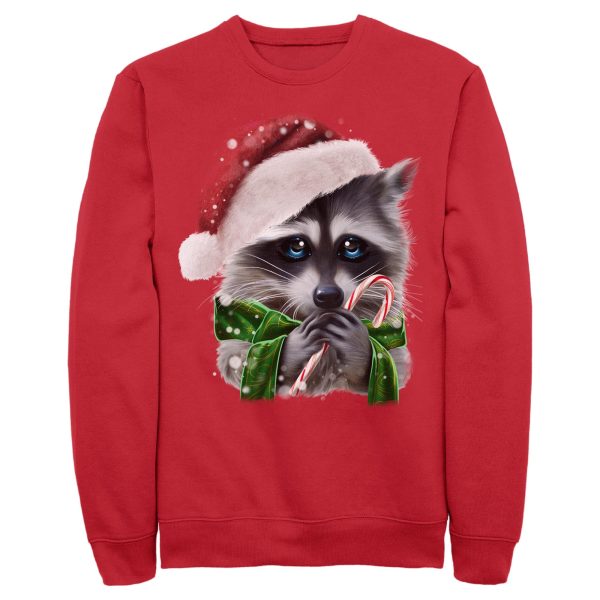 Women_s Lost Gods Ugly Christmas Raccoon Candy Cane Sweatshirt