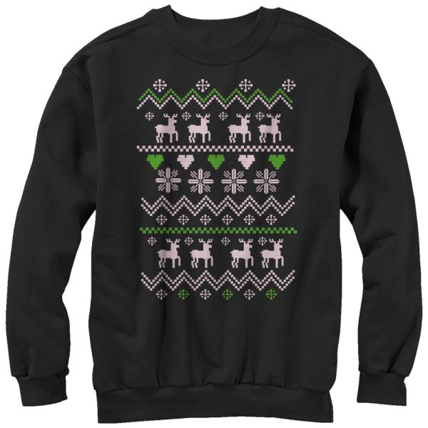 Women_s Lost Gods Ugly Christmas Reindeer & Hearts Sweatshirt