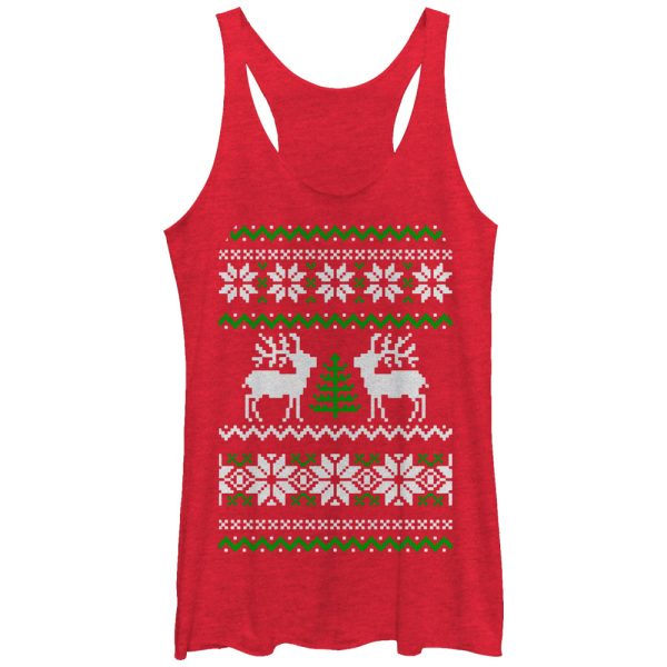 Women_s Lost Gods Ugly Christmas Reindeer Racerback Tank Top