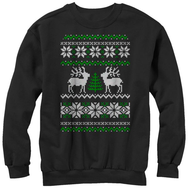 Women_s Lost Gods Ugly Christmas Tree Reindeer Sweatshirt