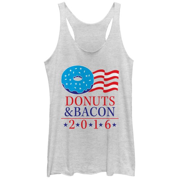 Women_s Lost Gods Vote Donuts and Bacon Racerback Tank Top