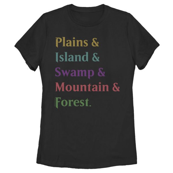 Women_s Magic The Gathering Land Card Names T-Shirt