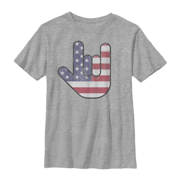 Boy’s Lost Gods Fourth of July American Love Sign T-Shirt