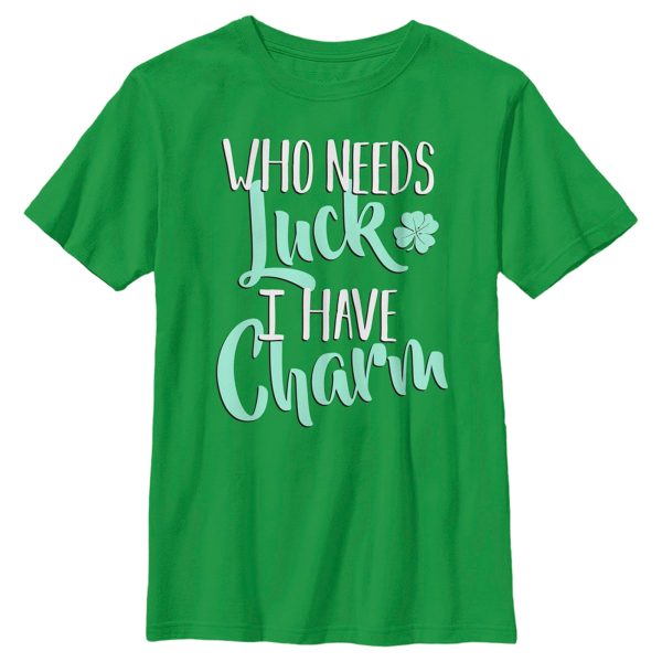 Boy’s Lost Gods St. Patrick’s Day Who Needs Luck I Have Charm T-Shirt