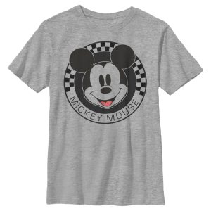 Boy’s Mickey & Friends Checkered Mickey Mouse Portrait T-Shirt