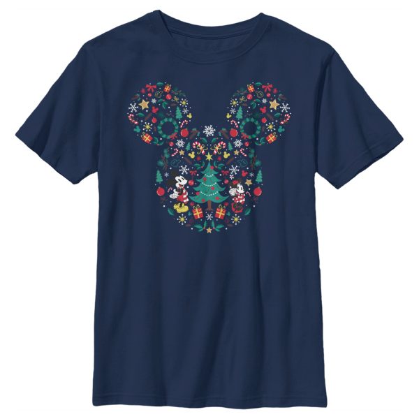 Boy’s Mickey & Friends Christmas Wonderland Icon Collage T-Shirt