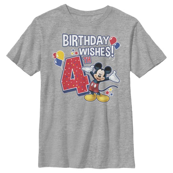 Boy’s Mickey & Friends Mickey Mouse 4th Birthday Wishes T-Shirt