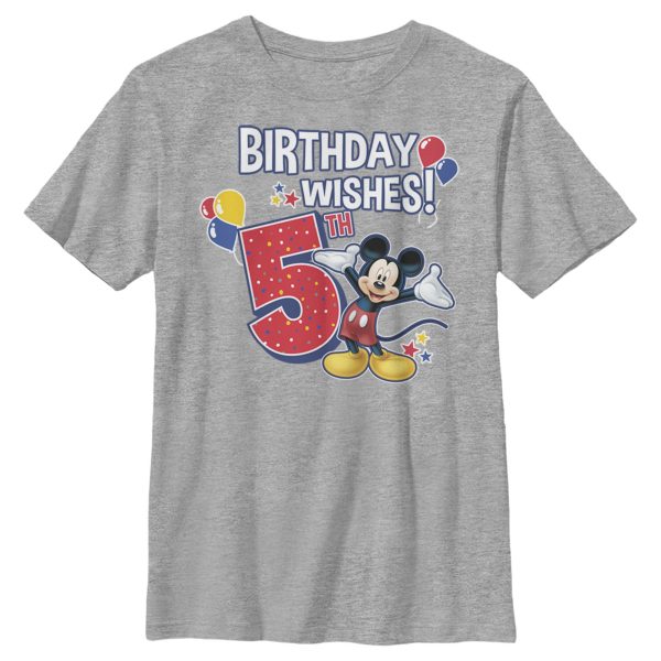 Boy’s Mickey & Friends Mickey Mouse 5th Birthday Wishes T-Shirt