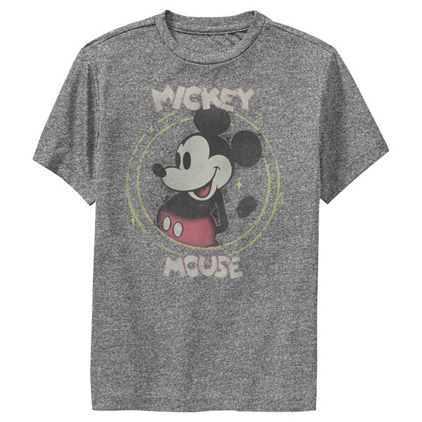 Boy’s Mickey & Friends Mickey Mouse Classic Circle Distressed Performance Tee