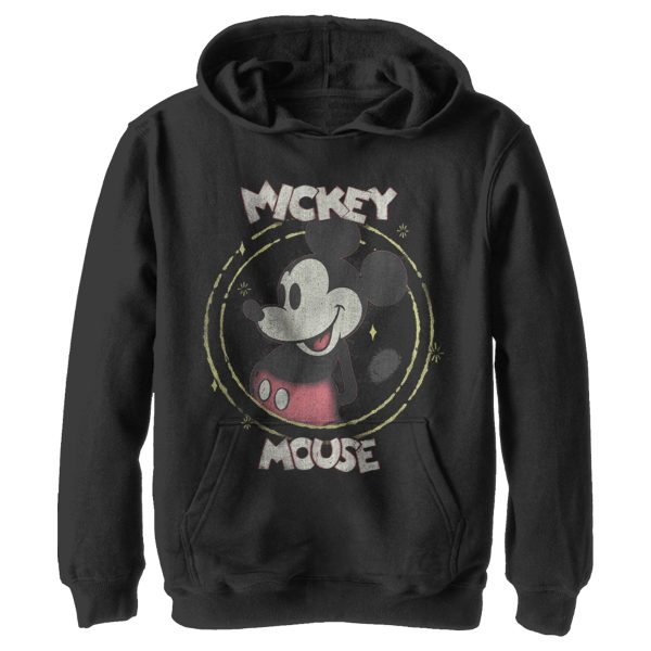 Boy’s Mickey & Friends Mickey Mouse Classic Circle Distressed Pull Over Hoodie