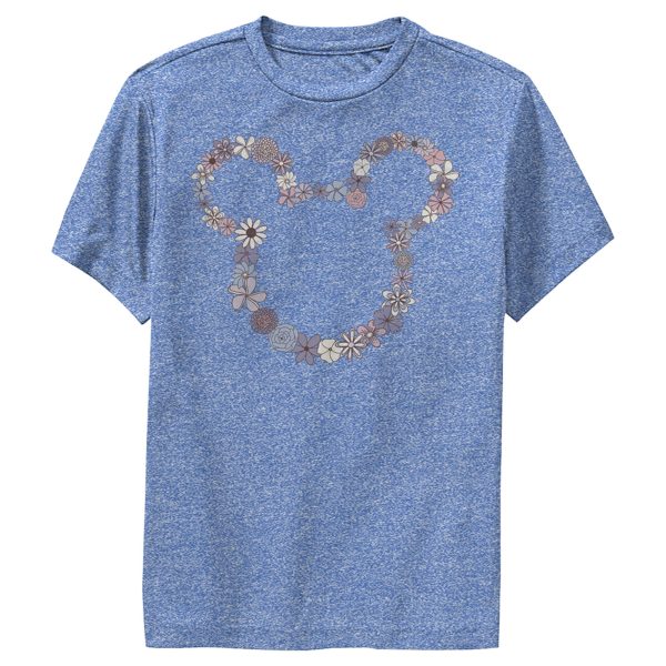 Boy’s Mickey & Friends Mickey Mouse Floral Outline Silhouette Performance Tee