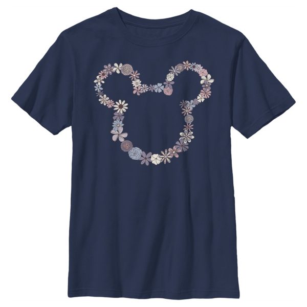 Boy’s Mickey & Friends Mickey Mouse Floral Outline Silhouette T-Shirt