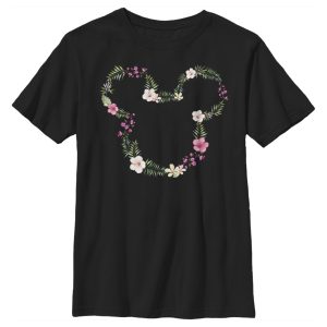 Boy’s Mickey & Friends Mickey Mouse Flower Crown Silhouette T-Shirt