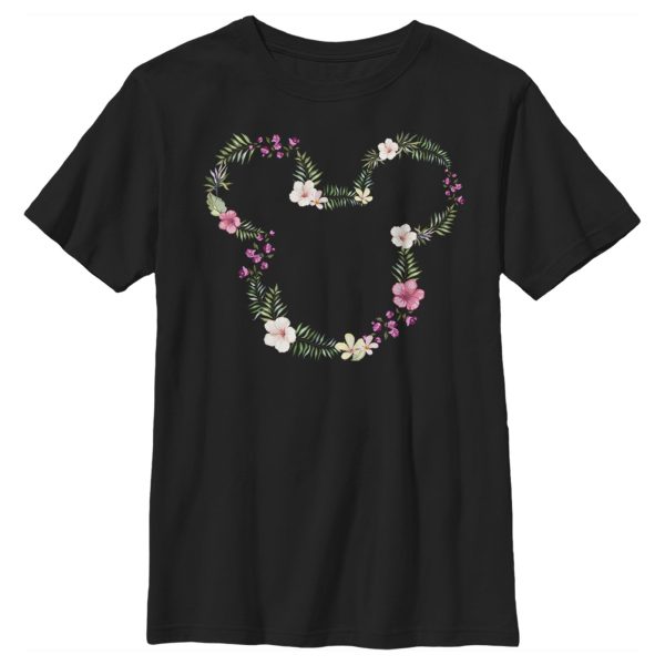 Boy’s Mickey & Friends Mickey Mouse Flower Crown Silhouette T-Shirt