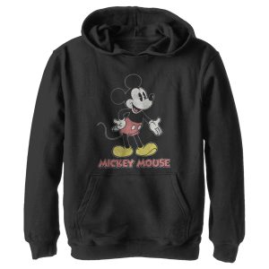 Boy’s Mickey & Friends Mickey Mouse Retro Stance Distressed Pull Over Hoodie