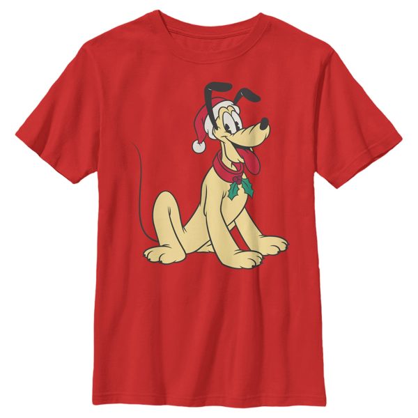 Boy’s Mickey & Friends Pluto Smile With Santa Hat T-Shirt