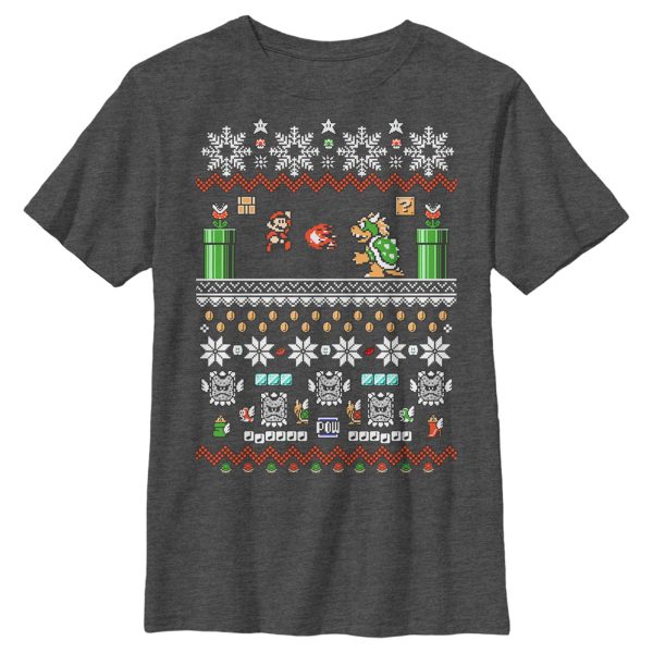 Boy’s Nintendo Mario and Bowser Ugly Christmas Sweater T-Shirt