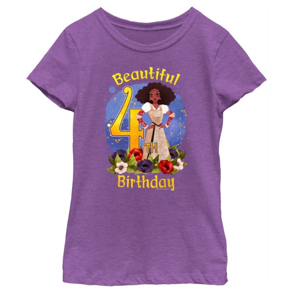 Girl’s Anboran Beautiful 4th Birthday T-Shirt