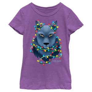 Girl’s Anboran Christmas Lights Wolf T-Shirt