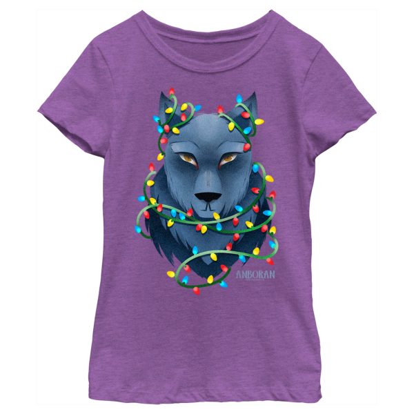 Girl’s Anboran Christmas Lights Wolf T-Shirt