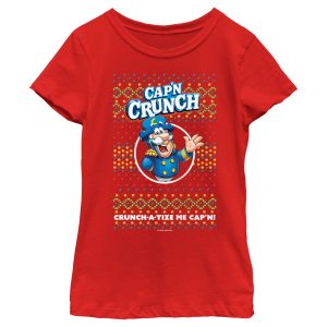 Girl’s Cap’n Crunch Christmas Sweater Print T-Shirt