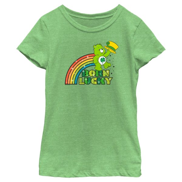 Girl’s Care Bears St. Patrick’s Day Good Luck Bear Born Lucky Rainbow T-Shirt