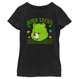 Girl’s Care Bears St. Patrick’s Day Good Luck Bear Born Lucky T-Shirt