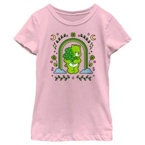 Girl’s Care Bears St. Patrick’s Day Good Luck Bear Green Rainbow Arch T-Shirt