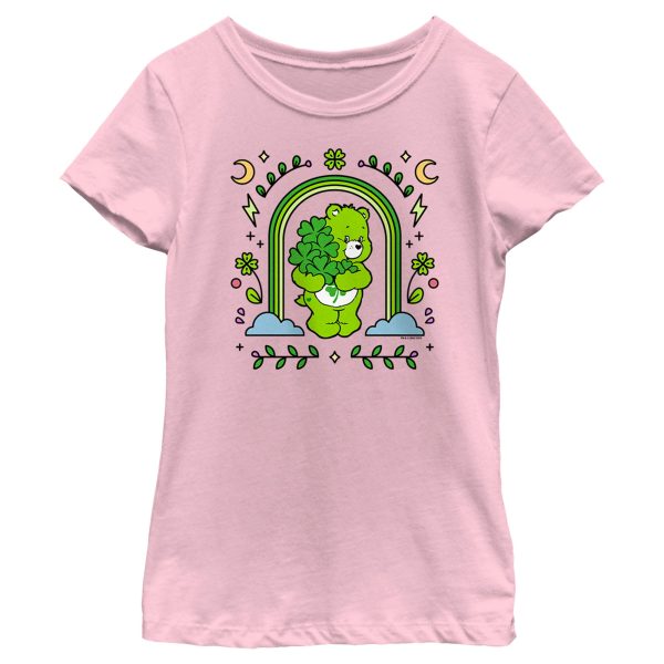 Girl’s Care Bears St. Patrick’s Day Good Luck Bear Green Rainbow Arch T-Shirt