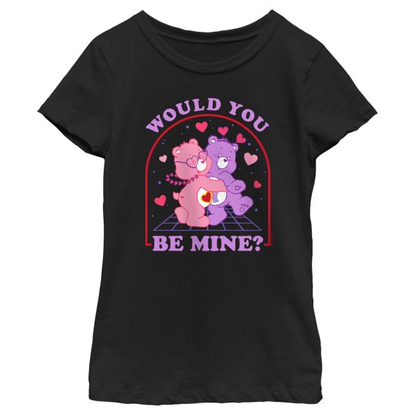 Girl’s Care Bears Valentine’s Day Love-a-Lot Bear and Share Bear Would You Be Mine T-Shirt