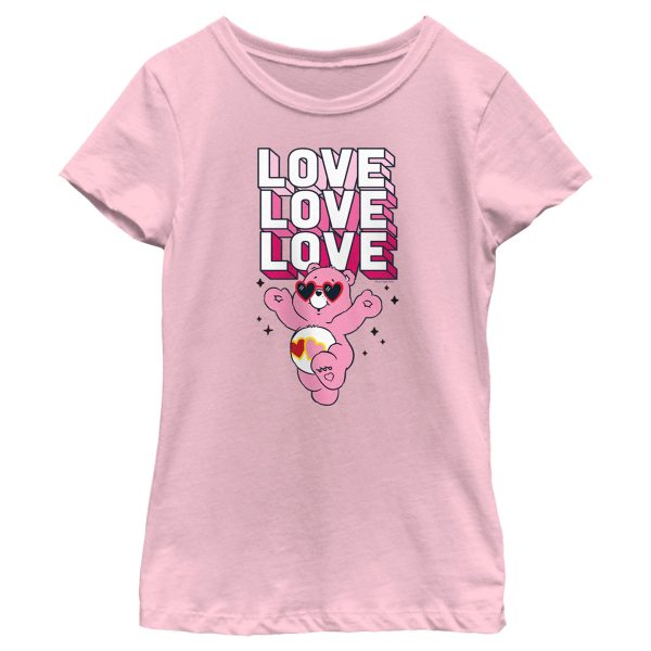 Girl’s Care Bears Valentine’s Day Love-a-lot Bear Love Sunglasses T-Shirt